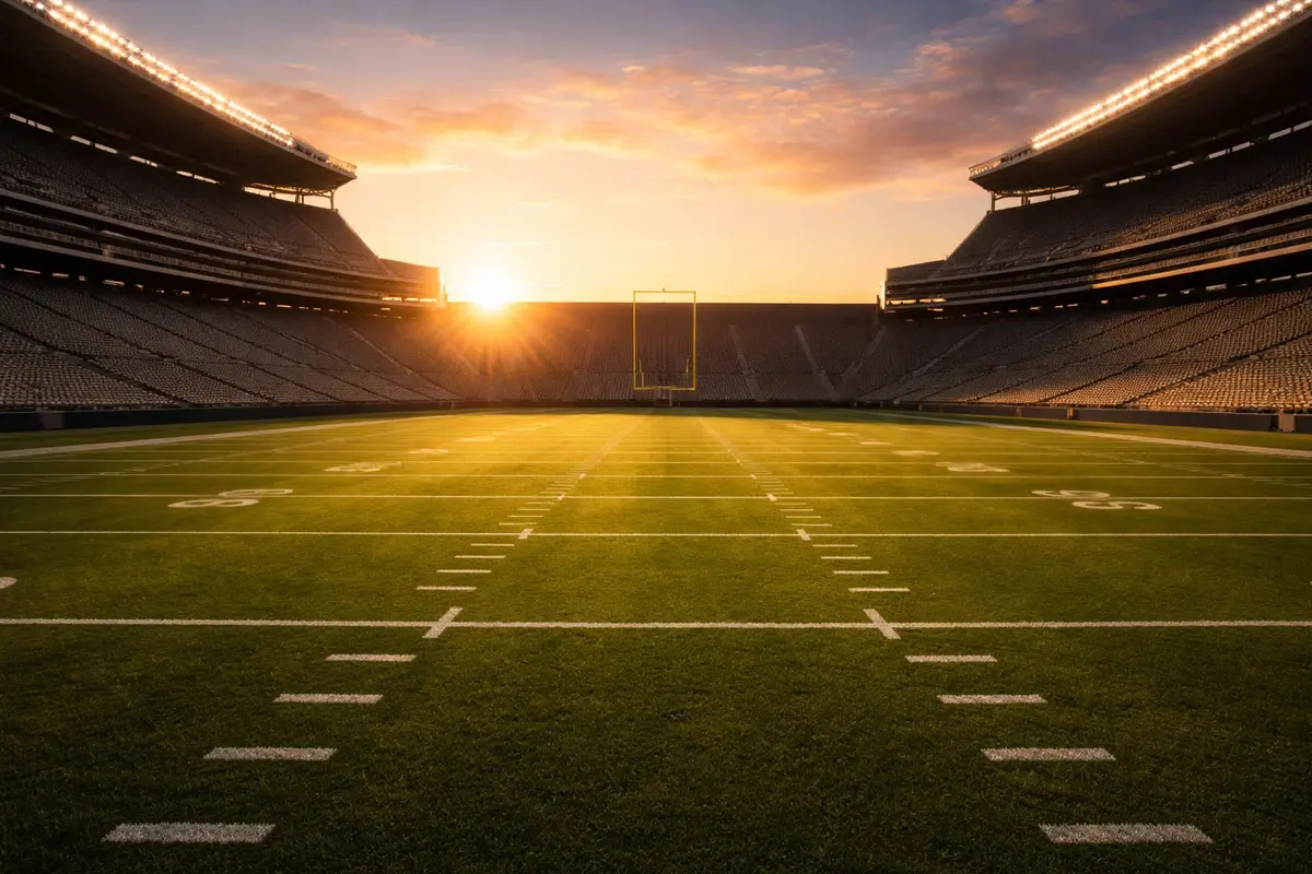 NFL Bye Week – Leeres Football-Stadion bei Sonnenuntergang