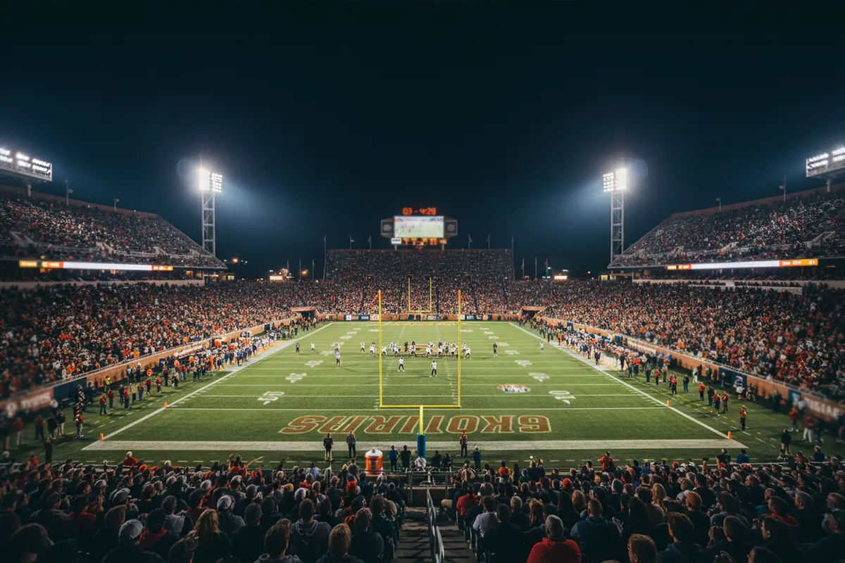 NFL Livewetten – Football-Stadion bei Flutlicht während eines Nachtspiels