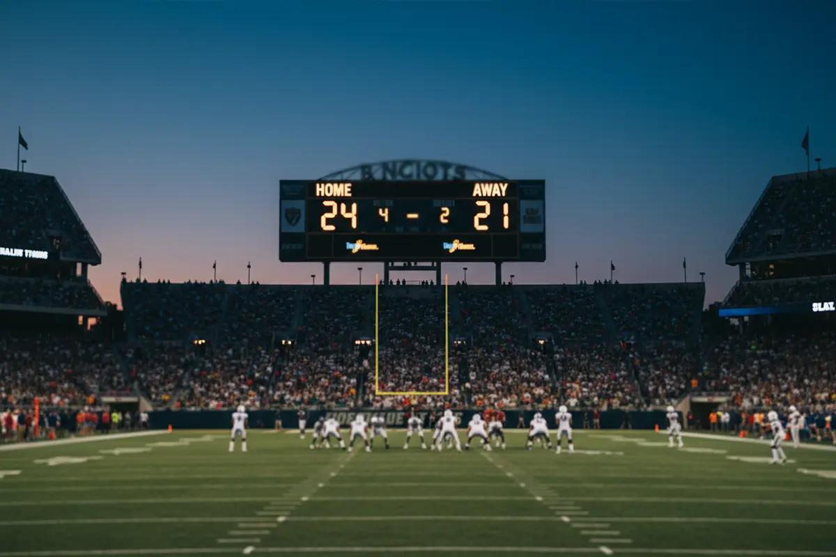 NFL Over/Under Wetten – Anzeigetafel in einem Football-Stadion