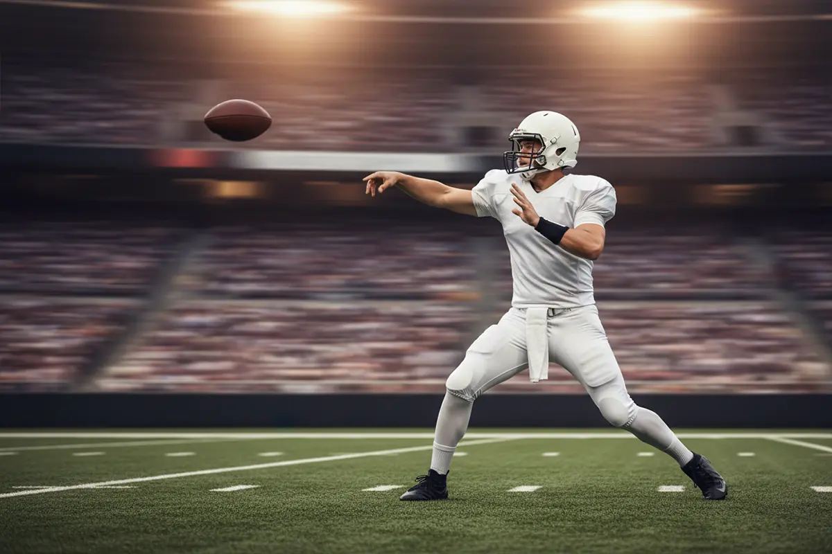 NFL Passing Yards Wetten – Quarterback wirft einen Pass im Stadion