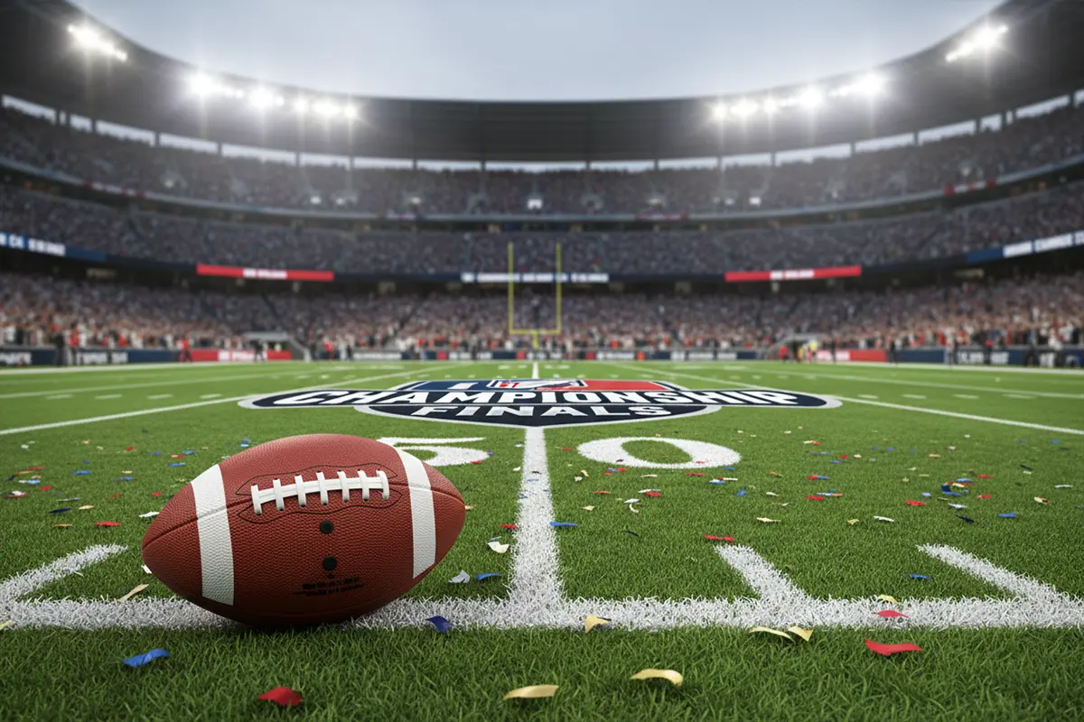 Super Bowl Prop Bets – Nahaufnahme eines Footballs auf dem Rasen im Stadion vor dem Kickoff
